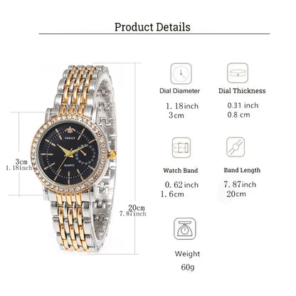 Exquisite Women Quartz    Casual Round Rhinestone Quartz  Gift For Friends Family Relogio
