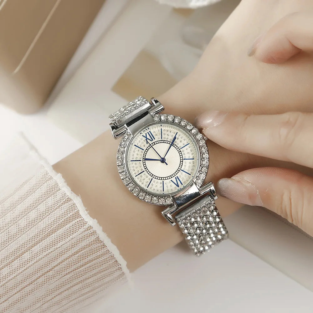 UTHAI H11   Quartz  Full Diamond  Band Water Diamond Full Sky Star Roman Pattern Bracelet Watches Girl