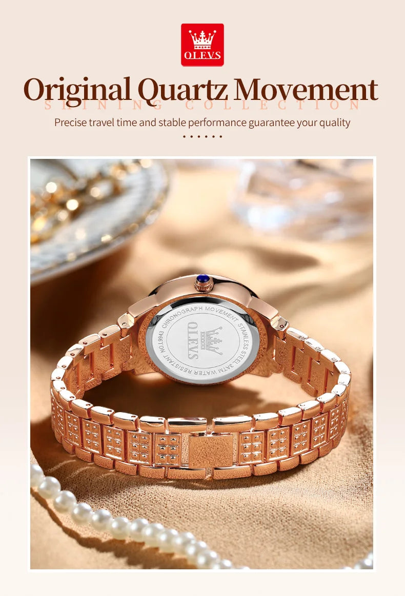 OLEVS 9943 Original Diamond  for Women  Elegant  steel  Quartz Wristwatch  Ladies' Watches