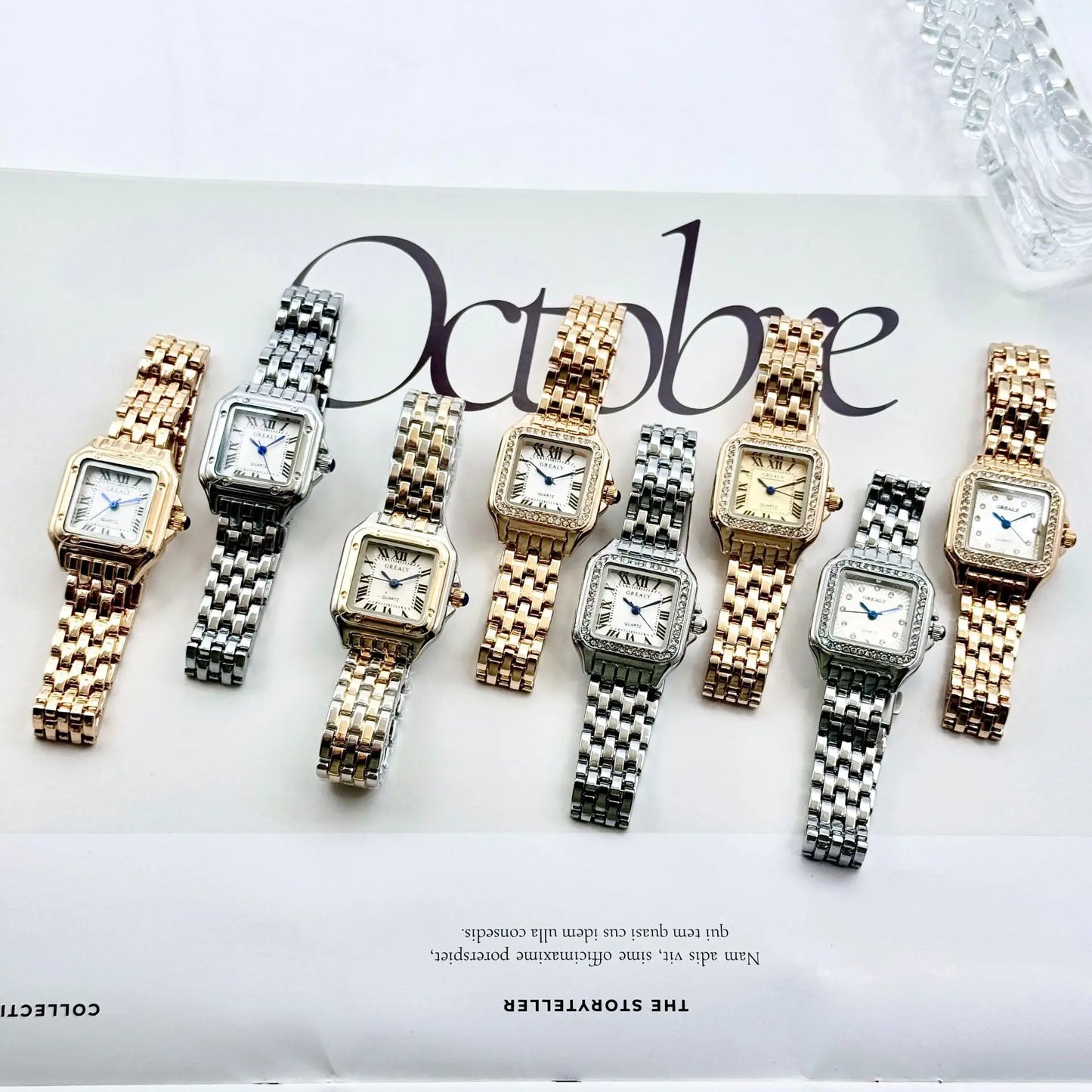 MAYZHISU   Square Watches Gold Alloy Strap  Ladies Quartz Wristwatches Qualities  Roman Scale