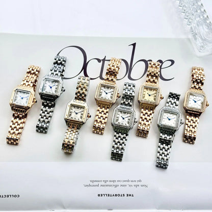 MAYZHISU   Square Watches Gold Alloy Strap  Ladies Quartz Wristwatches Qualities  Roman Scale