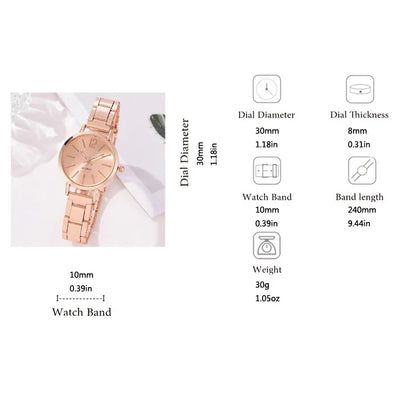 for Women Simple Round Dial   Gold Bracelet Quartz Wristwatch Students Ladies Watches Reloj Mujer
