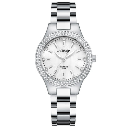 Elegant Casual Goldn  Crystal Diamond Inlaid    Silver  Quartz