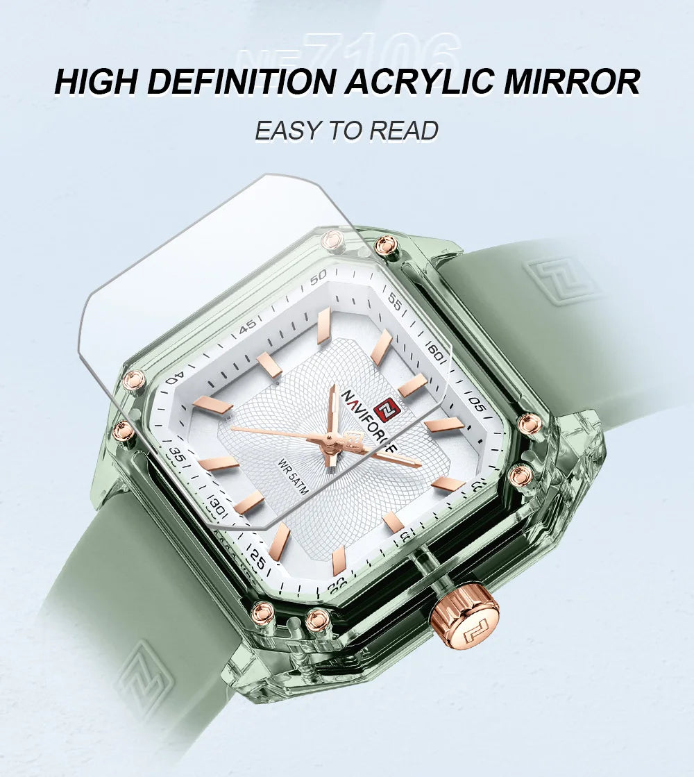 Style NAVIFORCE Watches for Women Silica Band  Quartz 50M  Wristwatch Casual Simple Personality Ladies