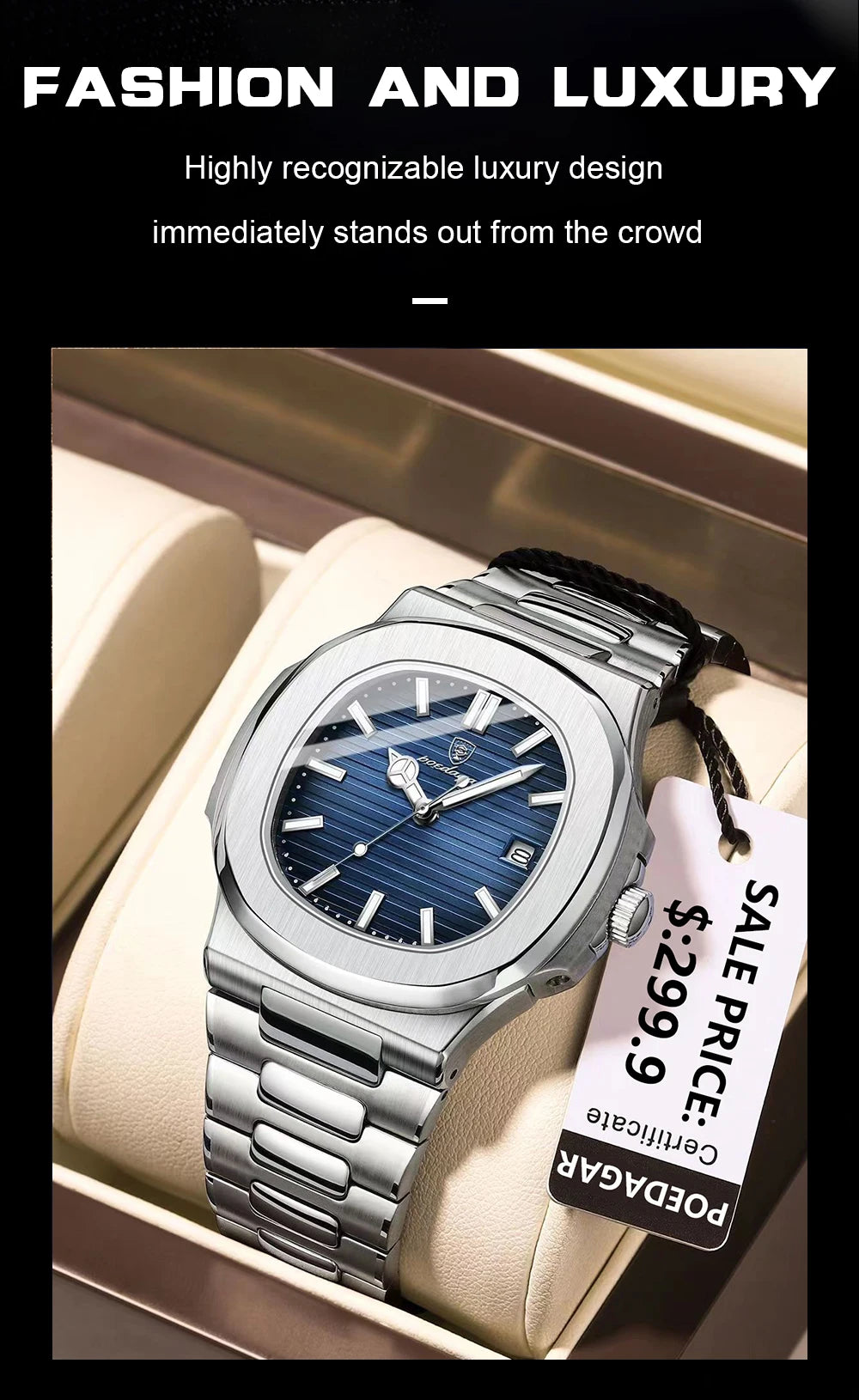 POEDAGAR           Square Quartz Men  reloj hombre