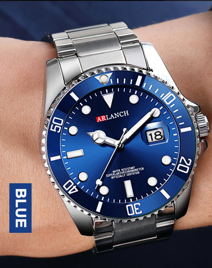Classic Mens Watch Quartz Green Ghost Diver Series Stainless Steel Waterproof Calendar Clock Business Luxury Watch Reloj Hombre