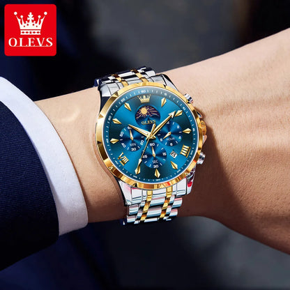 OLEVS 3653 Men   Brand Quartz  Multi functional Automatic  Timer    Moonphase