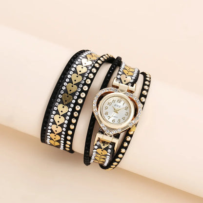 Women Heart Dial Shiny Design Quality Women Quartz   Rhinestone Bracelet Wrap Strap Women  Gifts