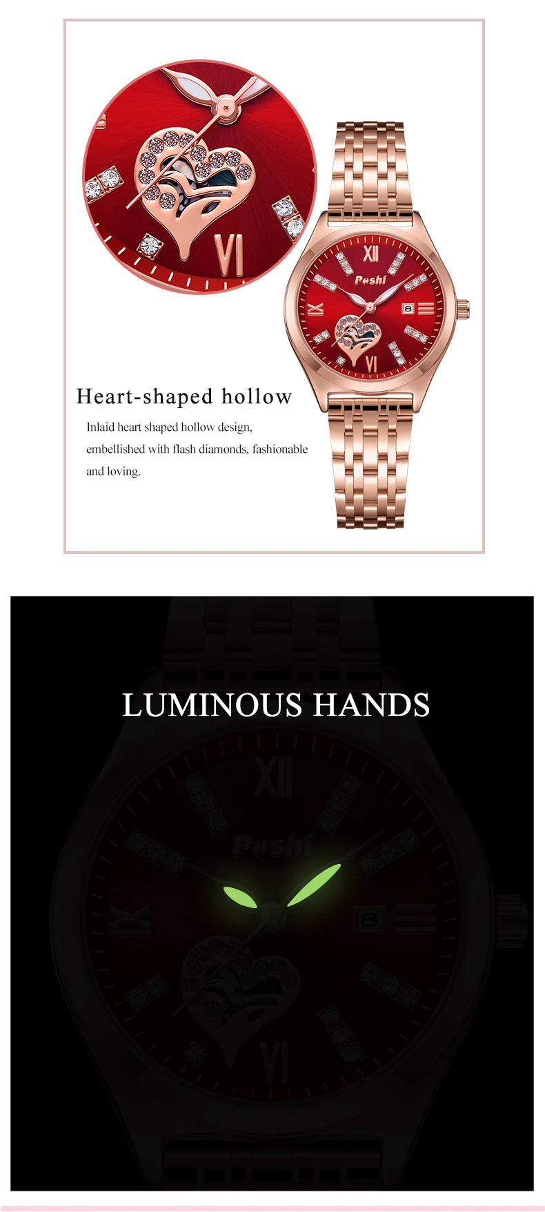 POSHI Women Watches     Ladies Wristwatch  Quarzt  Girlfriend Gift Relogio Feminino