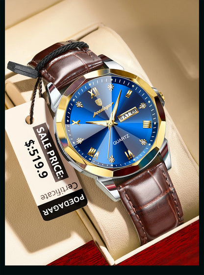 POEDAGAR  Man Wristwatch High Quality Quartz   Men     Week Leather  Watches