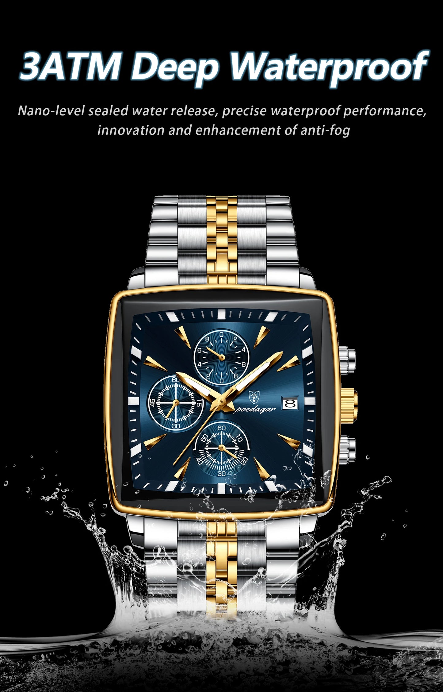POEDAGAR  Men      Man Wristwatch Square   Quartz  Watches Reloj