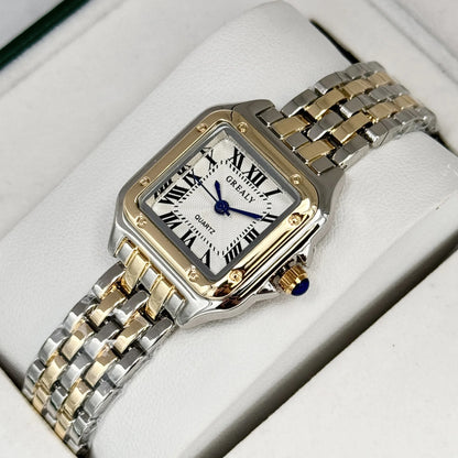 MAYZHISU   Square Watches Gold Alloy Strap  Ladies Quartz Wristwatches Qualities  Roman Scale