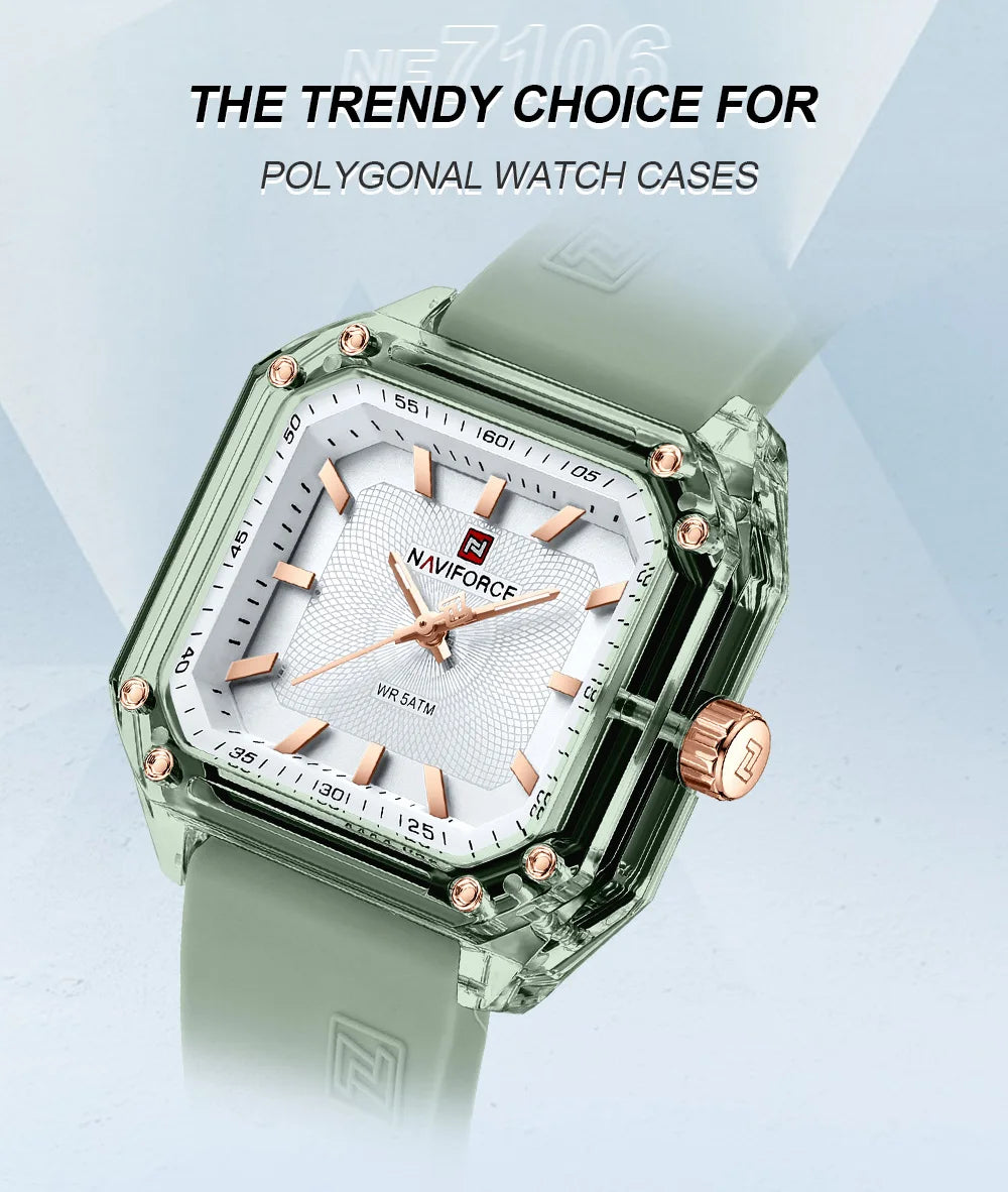 Style NAVIFORCE Watches for Women Silica Band  Quartz 50M  Wristwatch Casual Simple Personality Ladies