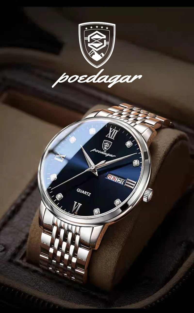 POEDAGAR   Men Quartz Wristwatch   Brand  Sport  Mens Watches Calendar Gifts Clocks