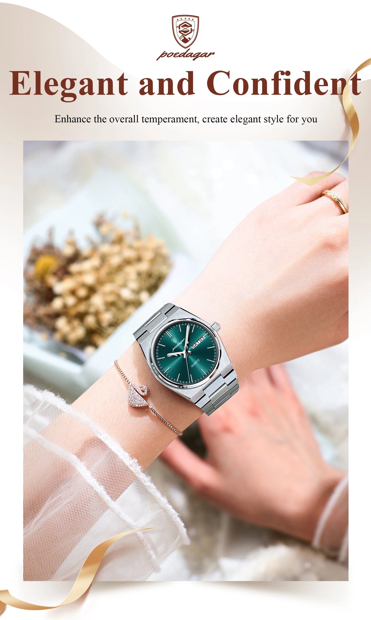 POEDAGAR   for Woman Ladies Elegant Quartz     Week    Watches